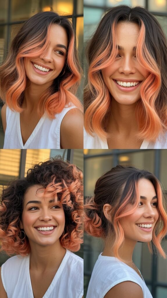 Peach Highlights for Playful Warmth