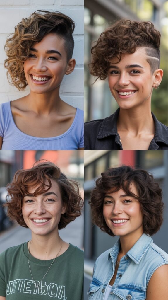 Curly Hair with Bangs (Full Fringe)