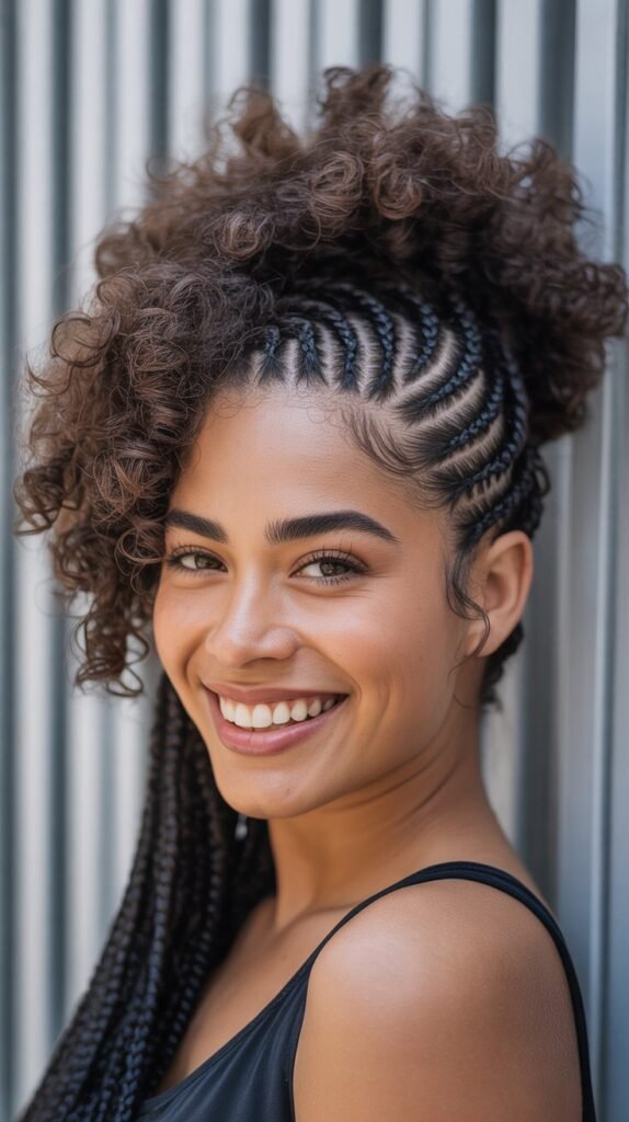  Braided Curly Mohawk Updo