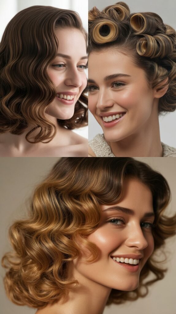 Vintage Hollywood Curls With Caramel Depth