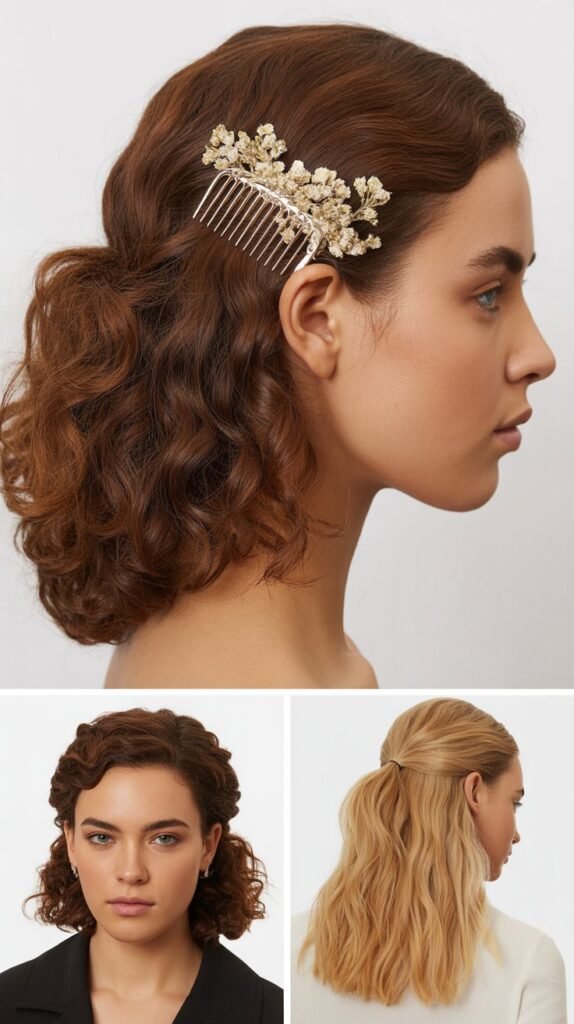 Curly Half-Up with Decorative Comb
