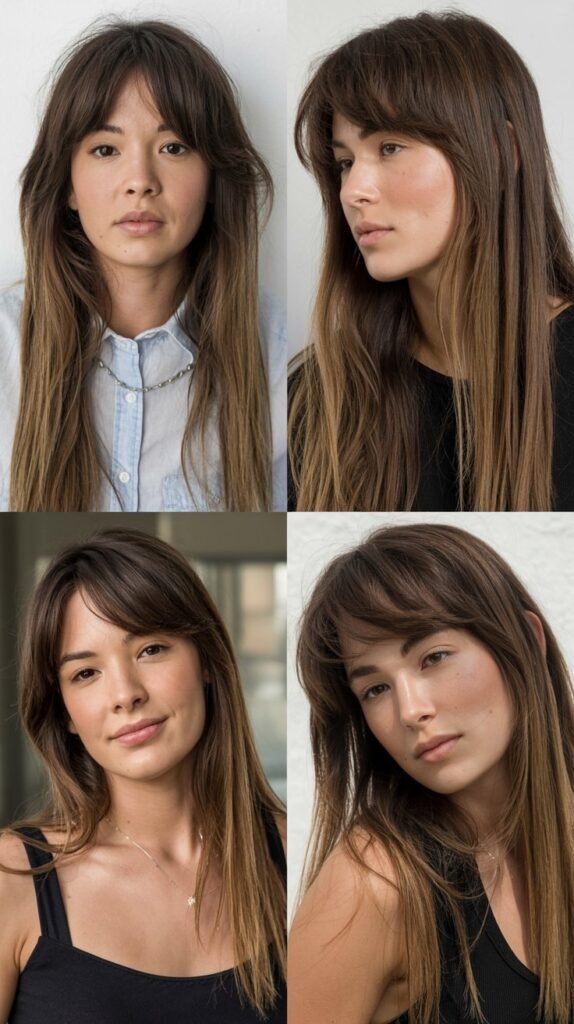 Piece-Y Side Fringe With Long Straight Hair