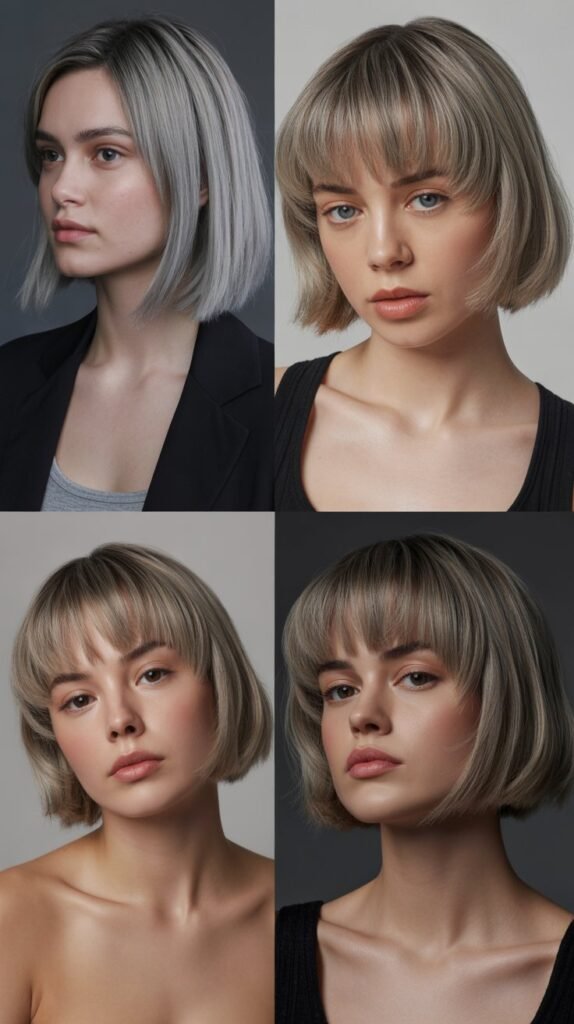 Sleek Lob with Arched Baby Bangs