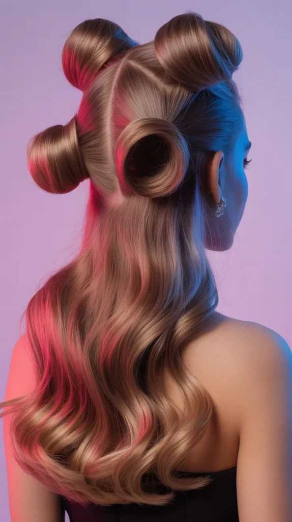 Half-Up with Space Buns Accent