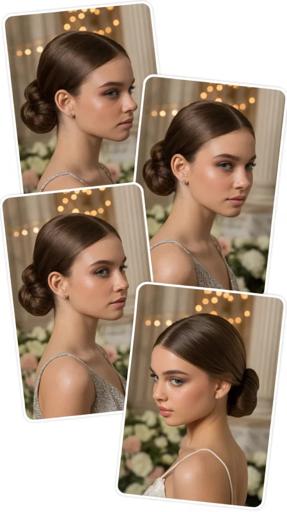 Sleek Low Bun with a Center Part