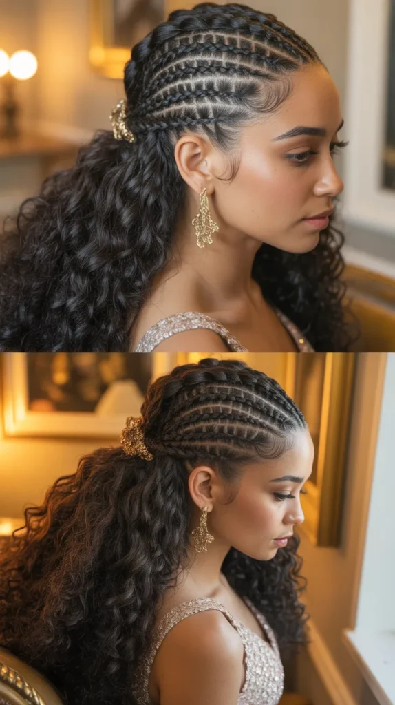 Half-Up with Cornrow Accents