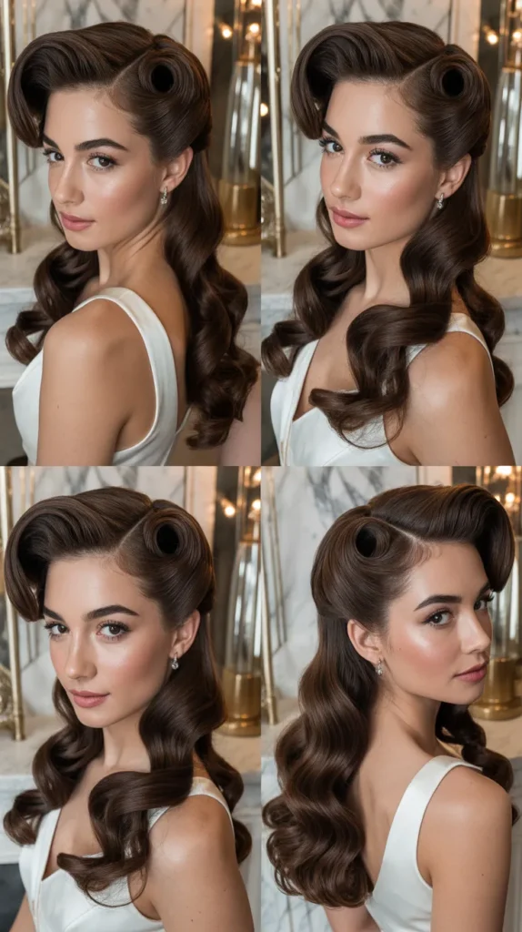 Vintage Victory Rolls with Long Curls