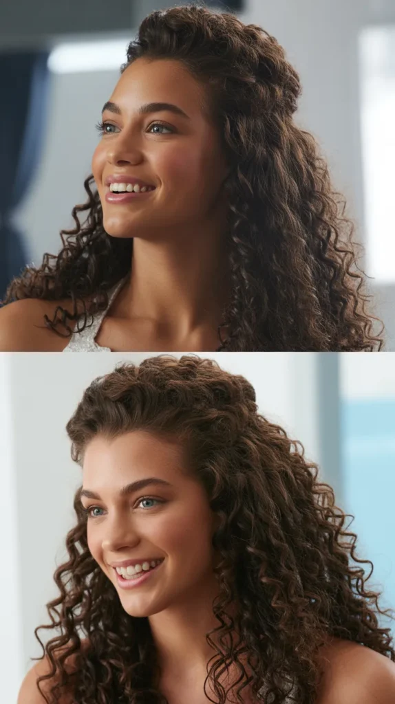 Half-Up with Curly Upswept Crown