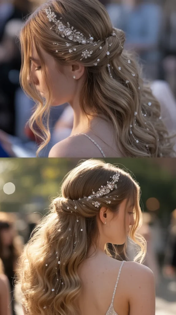 Half-Up with Sparkling Hair Jewels