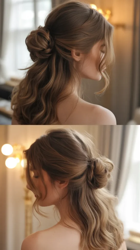 Half-Up Bun with Waves
