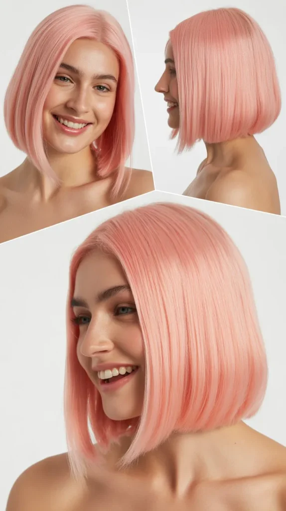 Pastel Pink Straight Wig with Blunt Ends