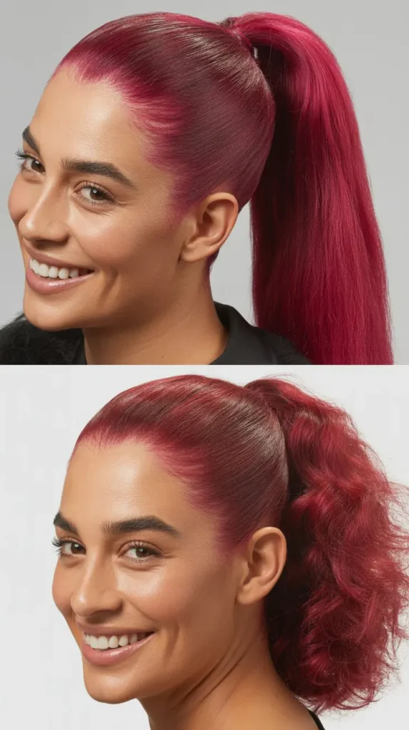 Deep Pink Sleek High Ponytail Wig