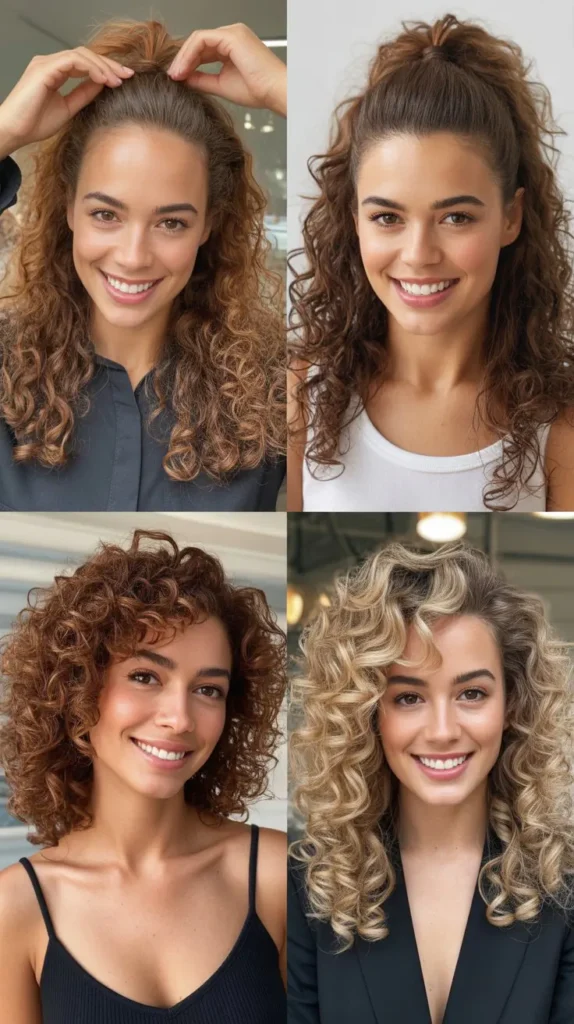 Curly Half-Up Half-Down with Volume