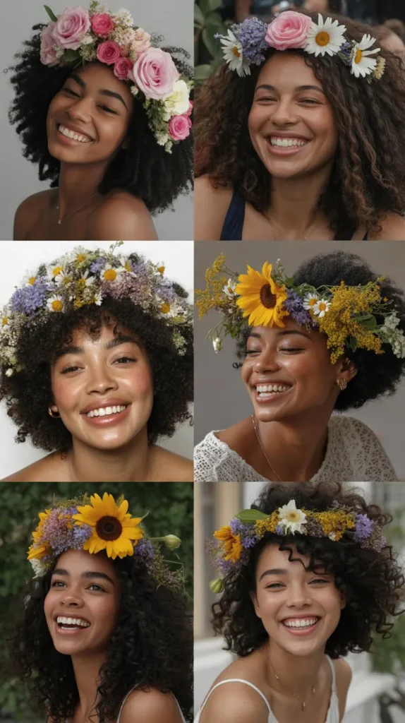 Natural Afro with Floral Crown
