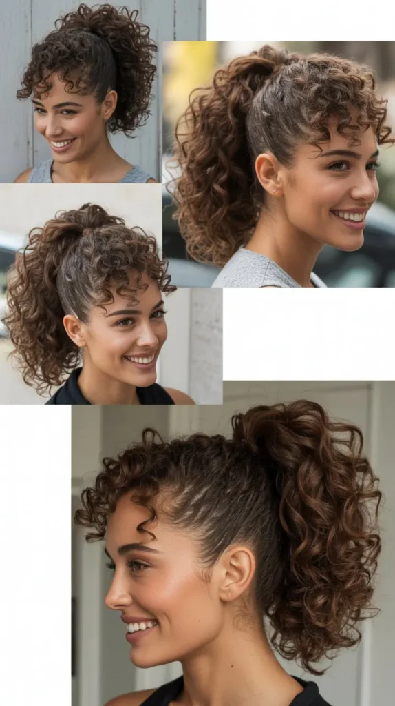  High Curly Ponytail with Volume
