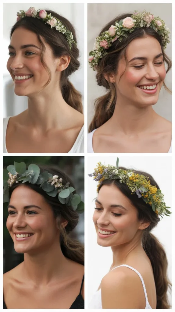 Ponytail with Floral Crown Accent