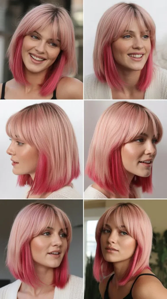 Mixed Pink Shade Straight Wig (Multi-Tone Pink)