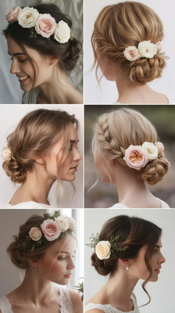  Romantic Updo with Garden Roses