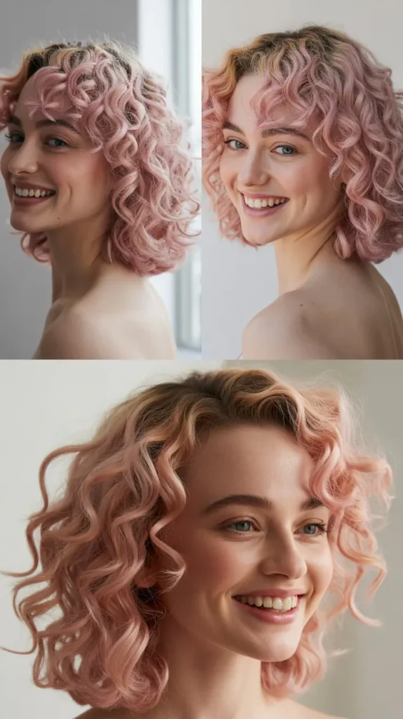 Baby Pink Curly Half-Up Half-Down