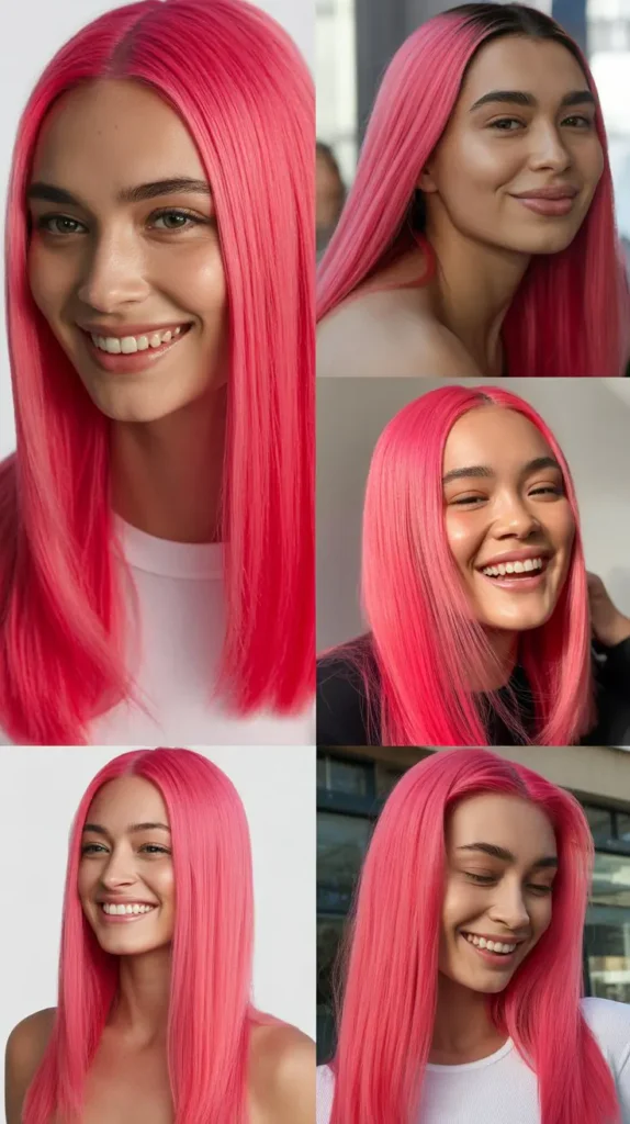 Hot Pink Sleek Long Straight Wig