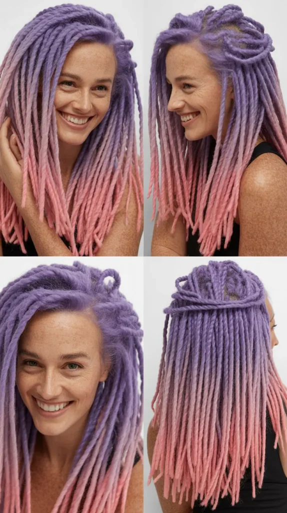 Lavender-Pink Ombre Locs Wig