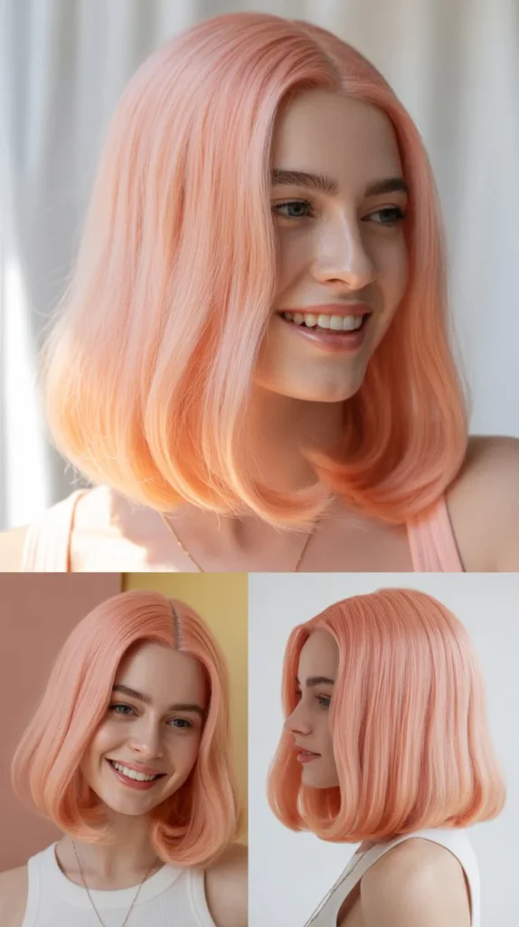Peach Pink Straight Wig