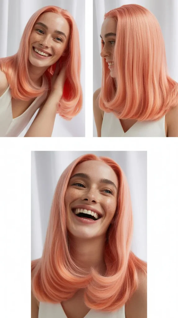 Salmon Pink Straight Wig