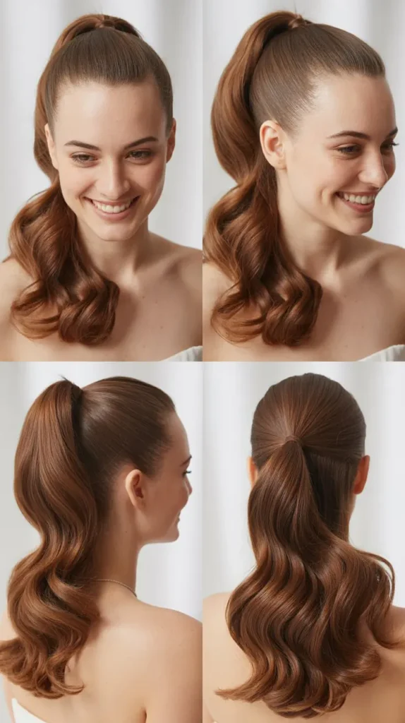 Half-Up Ponytail with Cascading Waves