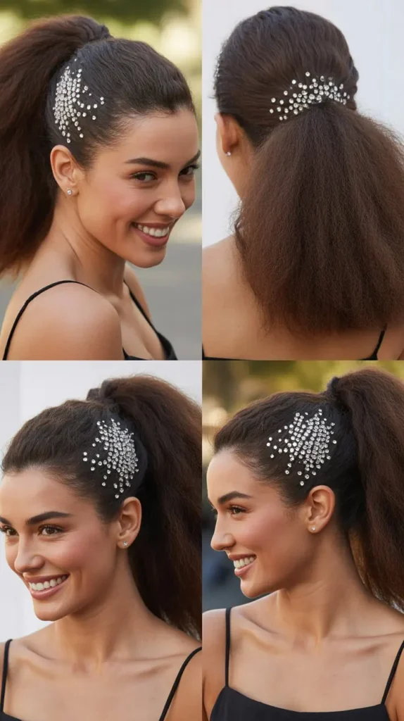 Rhinestone-Adorned Ponytail