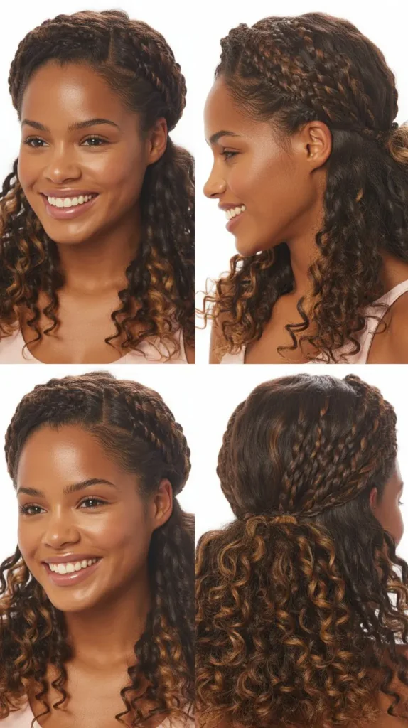  Braided Crown with Curly Volume