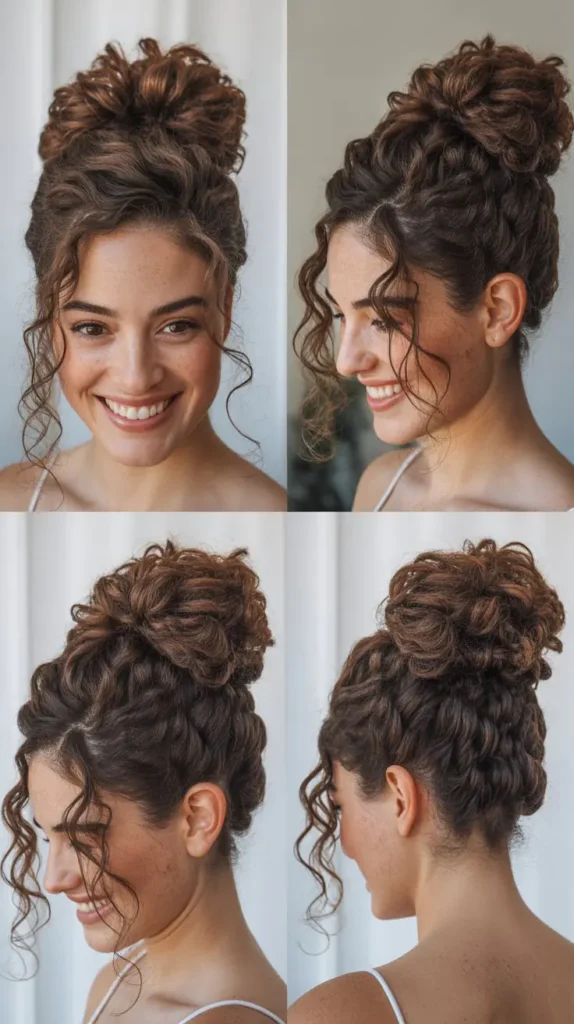  Pineapple Updo with Loose Curls