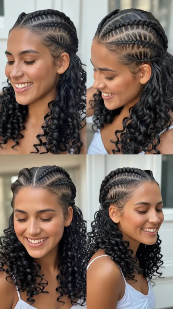 Double Dutch Braids into Curly Ends