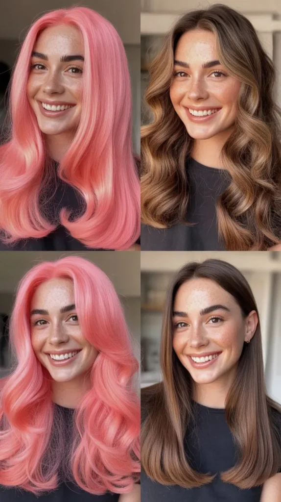  Long Straight Bubblegum Pink Wig