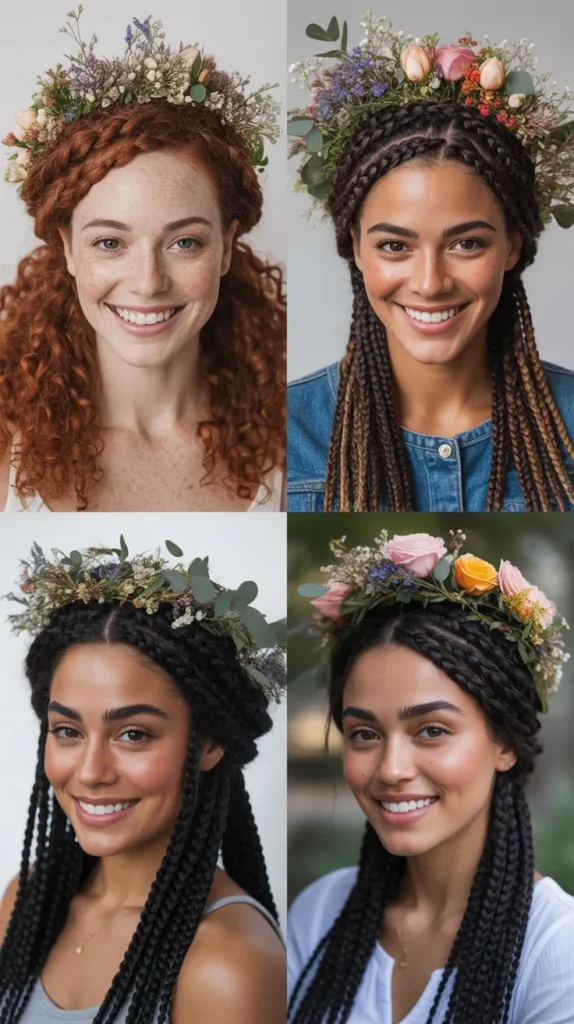  Dutch Braid Crown with Mixed Florals