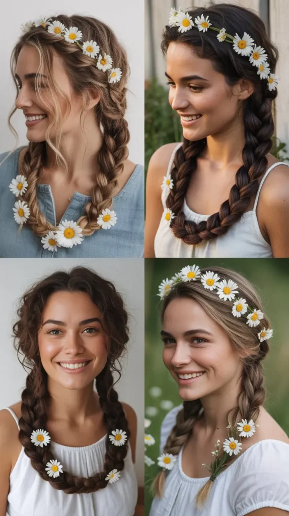 Milkmaid Braid with Daisy Chain