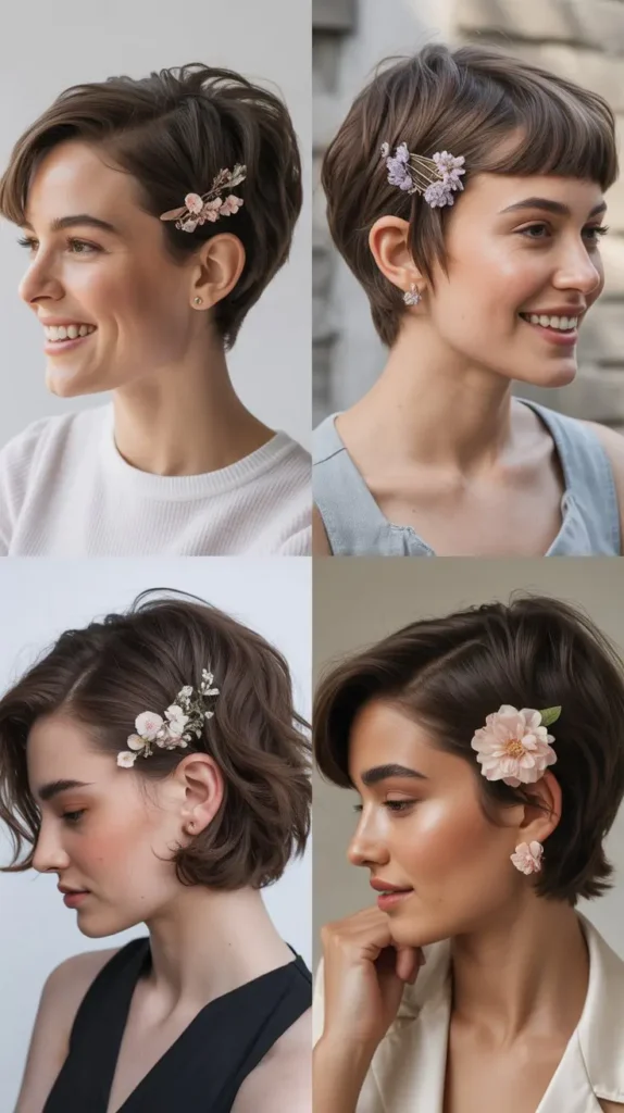  Messy Bun with Silk Flower Accents