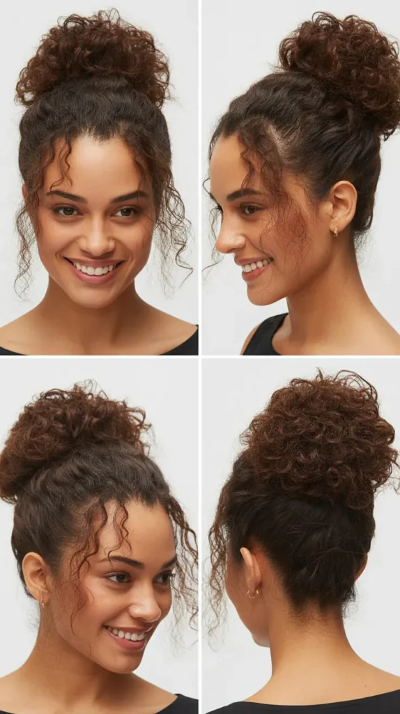  Romantic Curly Bun with Tendrils