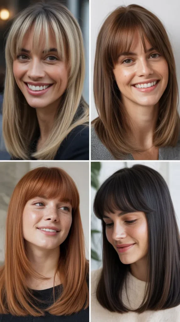 Straight Hair with Curtain Bangs