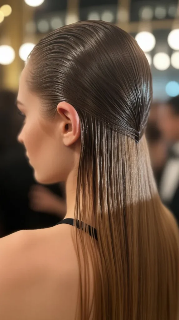 Straight Slicked-Back Look