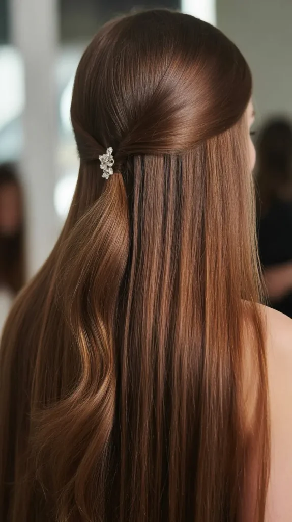 Half-Up Half-Down Straight Style