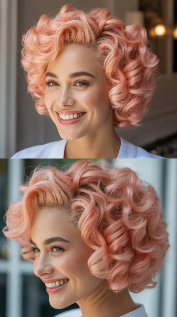 Carnation Pink Curly Updo
