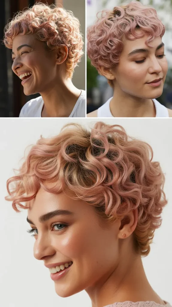 Blush Pink Curly Pixie
