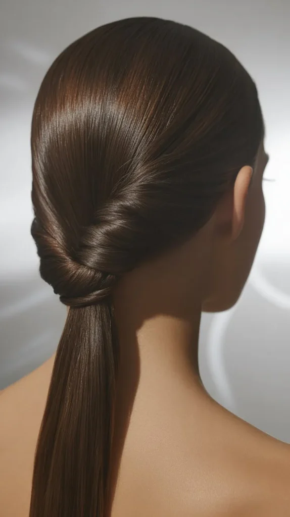  Straight Hair with Elegant French Twist