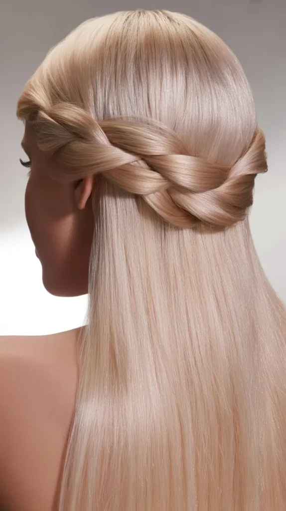 Straight Hair Twisted Crown Updo