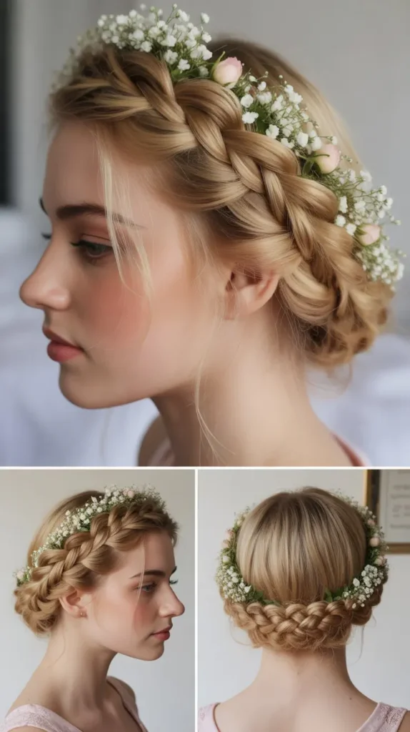 Braided Blonde Crown Updo