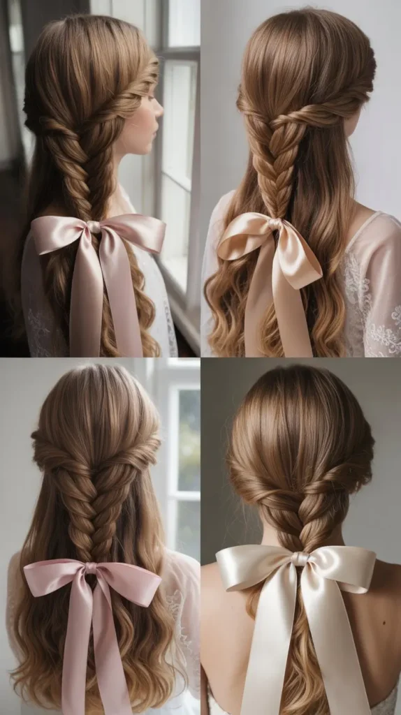 Fishtail Braid with Ribbon Accent