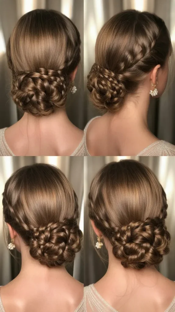 Dutch Braid into Low Bun