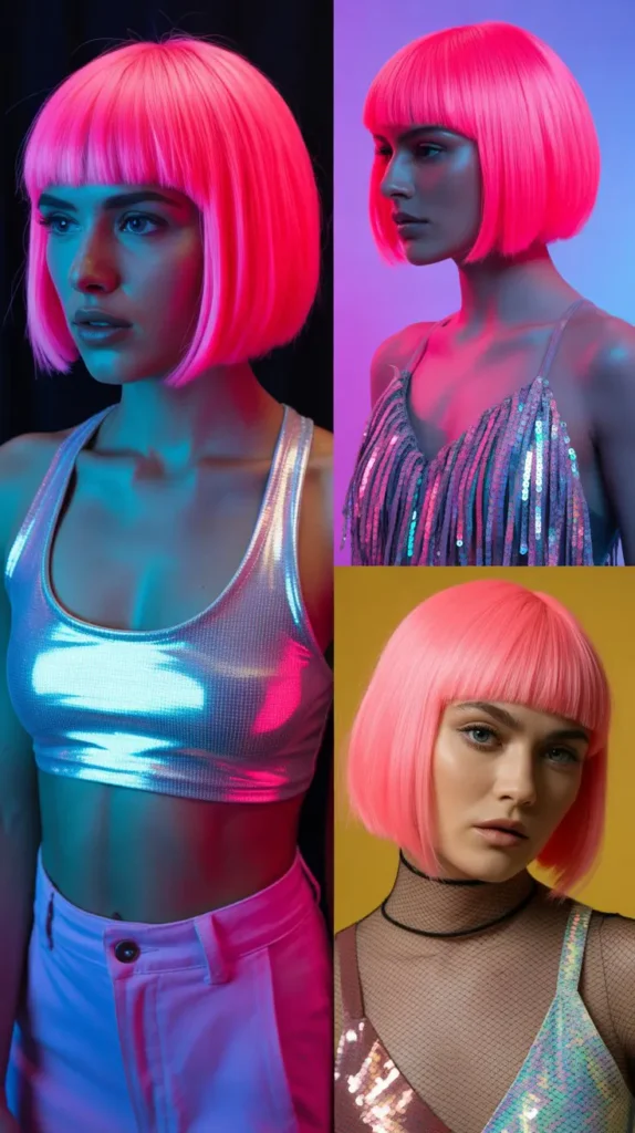 Side Part Pink Wig with Beach Waves