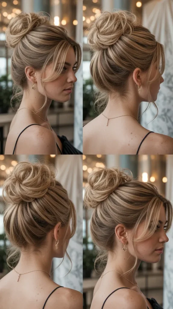 Textured Blonde Messy Bun