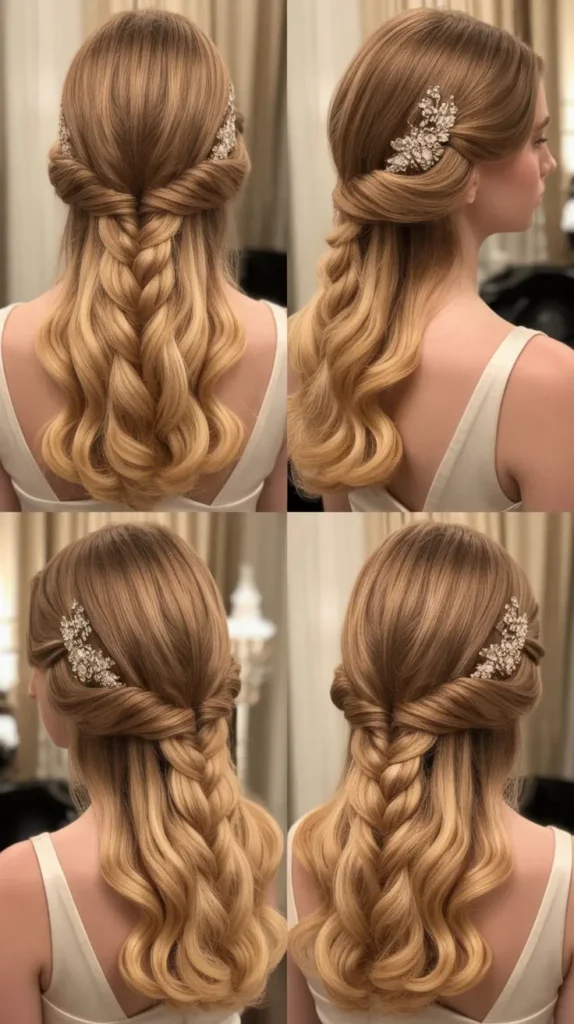 Twisted Side Braid with Loose Blonde Waves